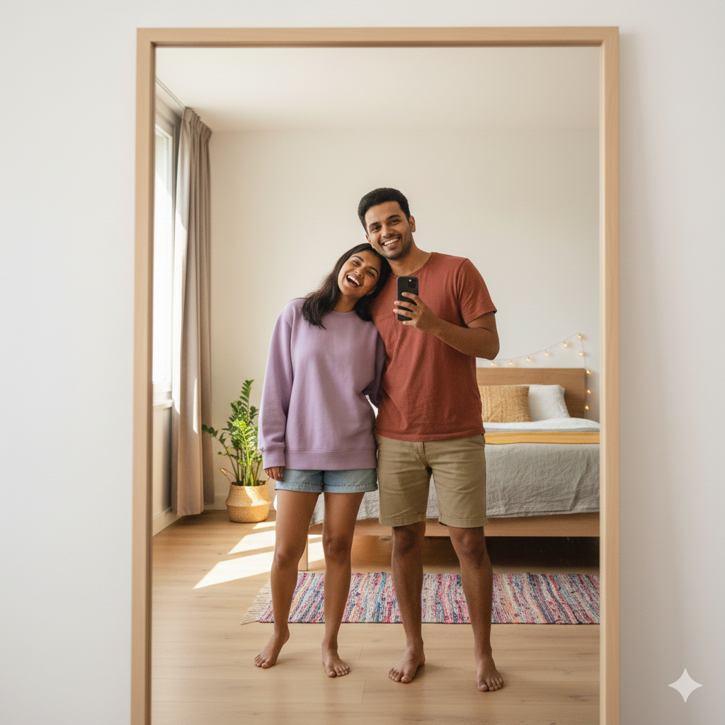 10 Trending Aesthetic Couple Mirror Selfie Gemini Prompts (4K HD) 17689109365453182600680434275470