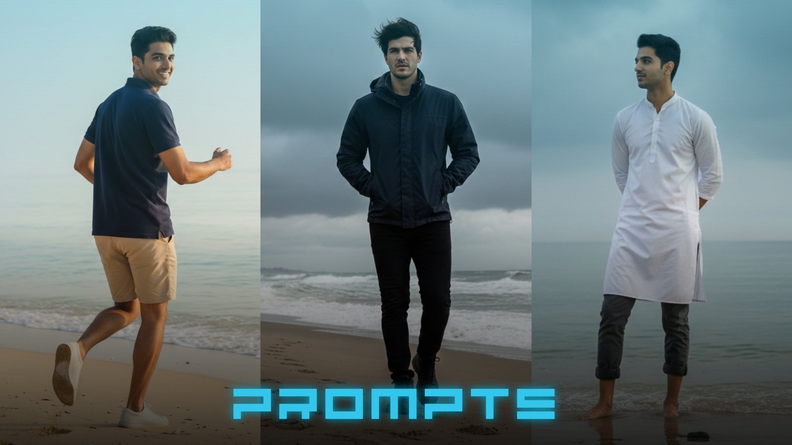 Gemini Prompts for Boys to Create Beach Walking Photos