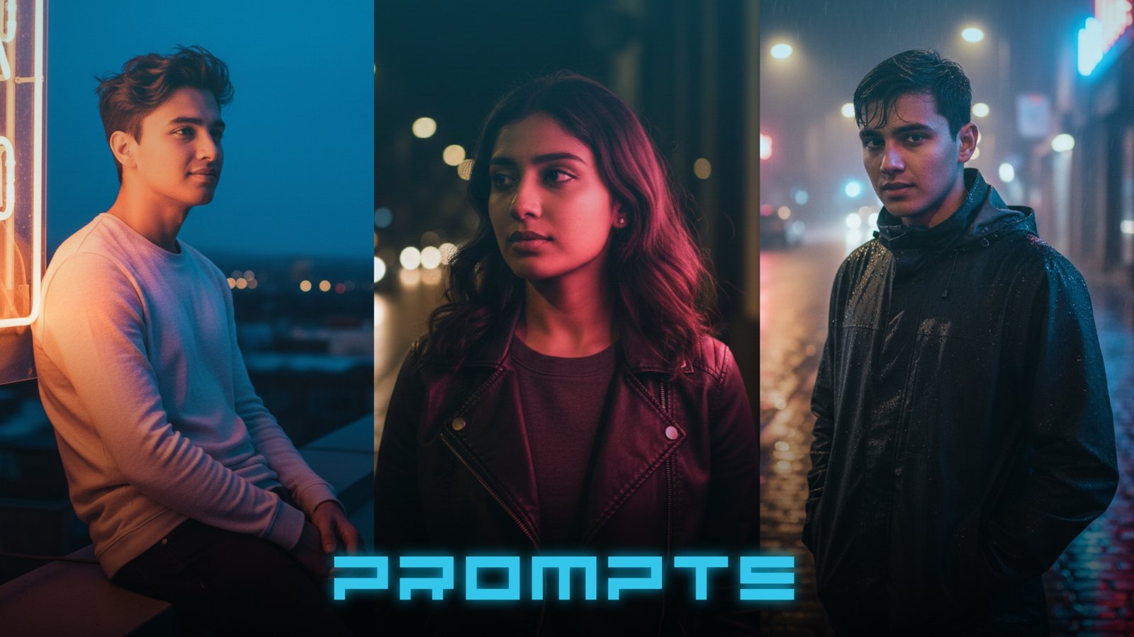 Cinematic Gemini Prompts for Neon Lights Night Portraits