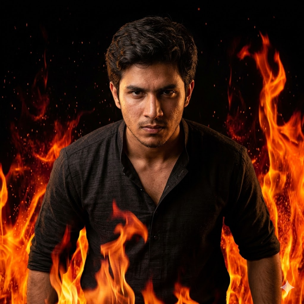 10 Gemini Prompts for Men to Create Fire Effect Portrait Photos