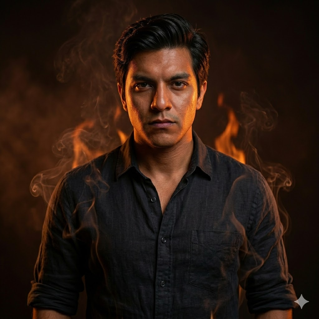 10 Gemini Prompts for Men to Create Fire Effect Portrait Photos