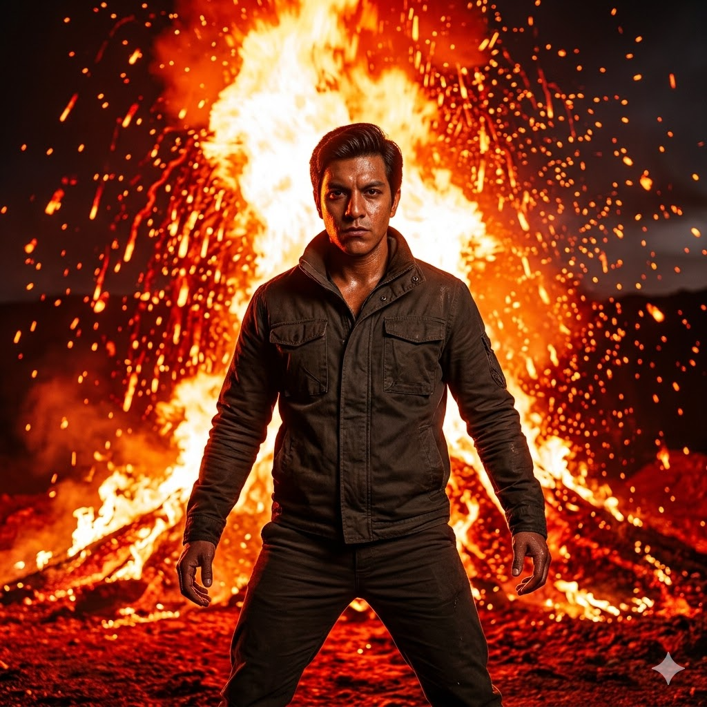 10 Gemini Prompts for Men to Create Fire Effect Portrait Photos