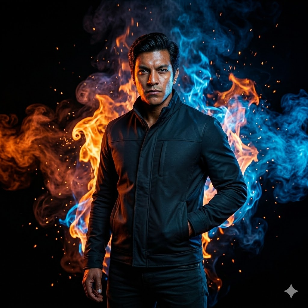 10 Gemini Prompts for Men to Create Fire Effect Portrait Photos