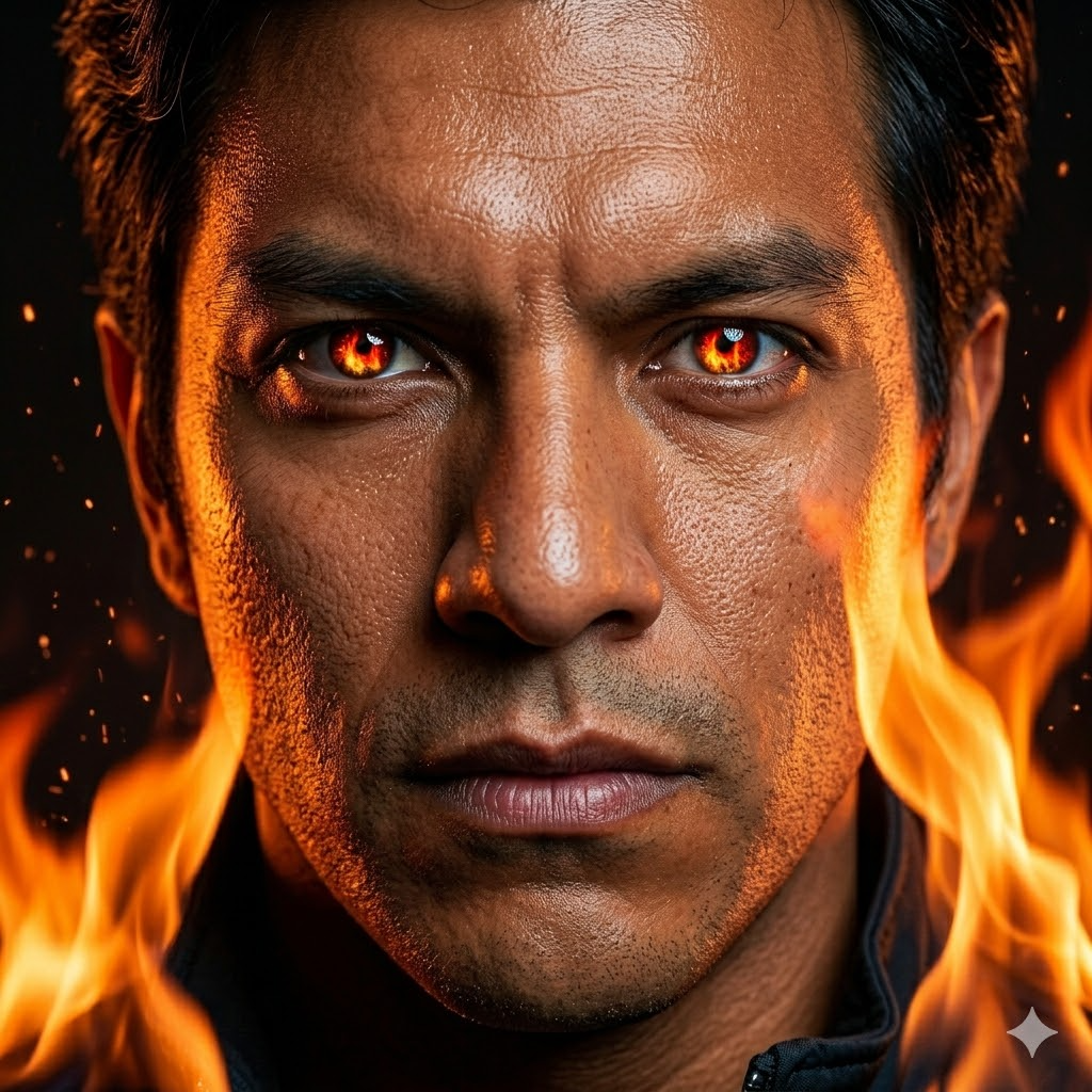 10 Gemini Prompts for Men to Create Fire Effect Portrait Photos