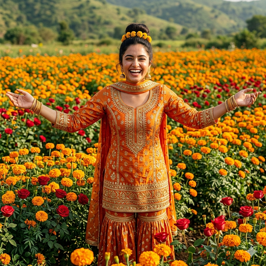 10 Trending Standing in Flower Field Gemini Prompts for Women (Copy-Paste Ready)