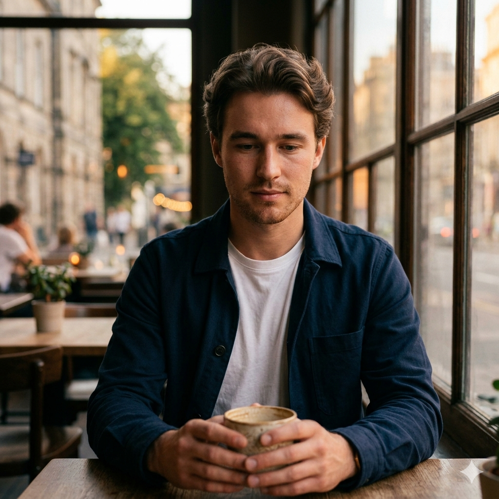 10 Gemini Prompts for Stylish Men Café Window Photos That Look Editorial