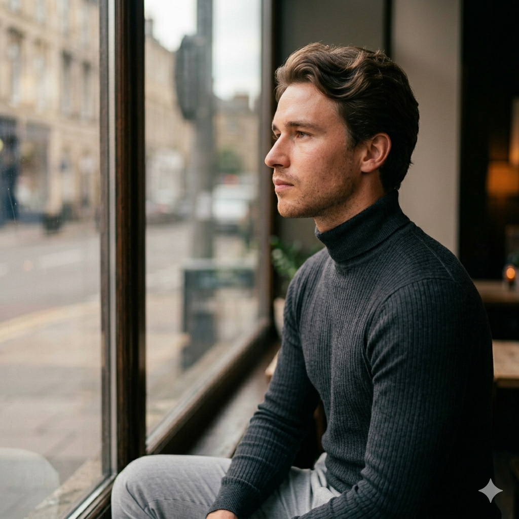 10 Gemini Prompts for Stylish Men Café Window Photos That Look Editorial
