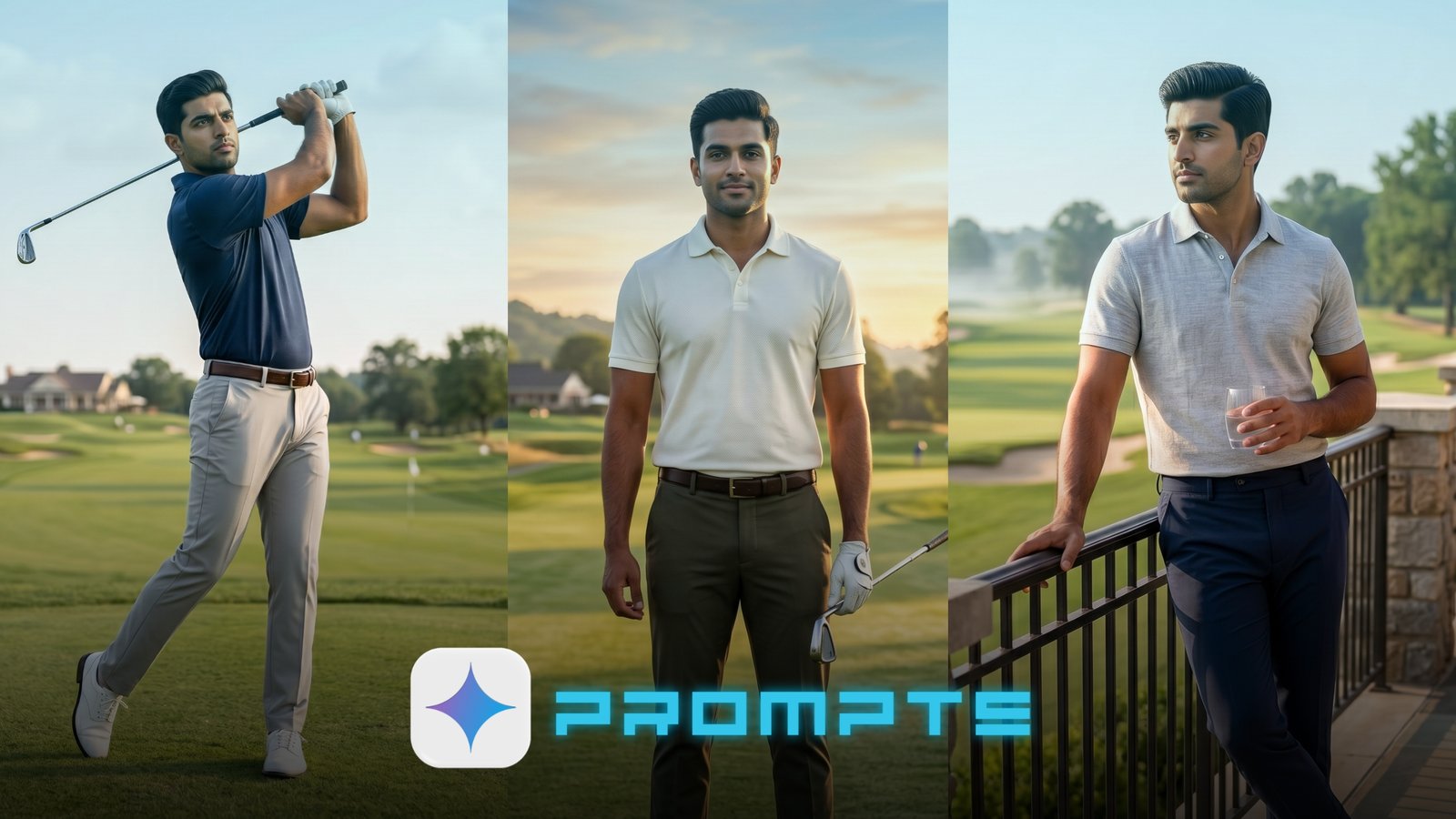 Gemini Prompts for Confident Men Golf Course Photos That Look Wealthy
