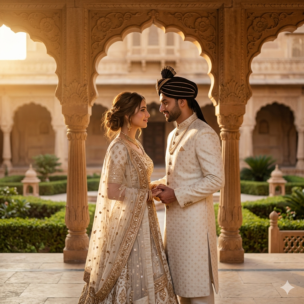 10 Royal Palace Wedding Gemini Photo Prompts for Couples (4K)