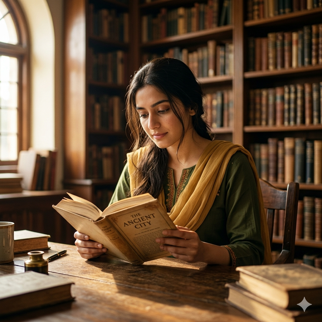 10 Trending Sitting in Library Aesthetic Gemini Prompts for Women