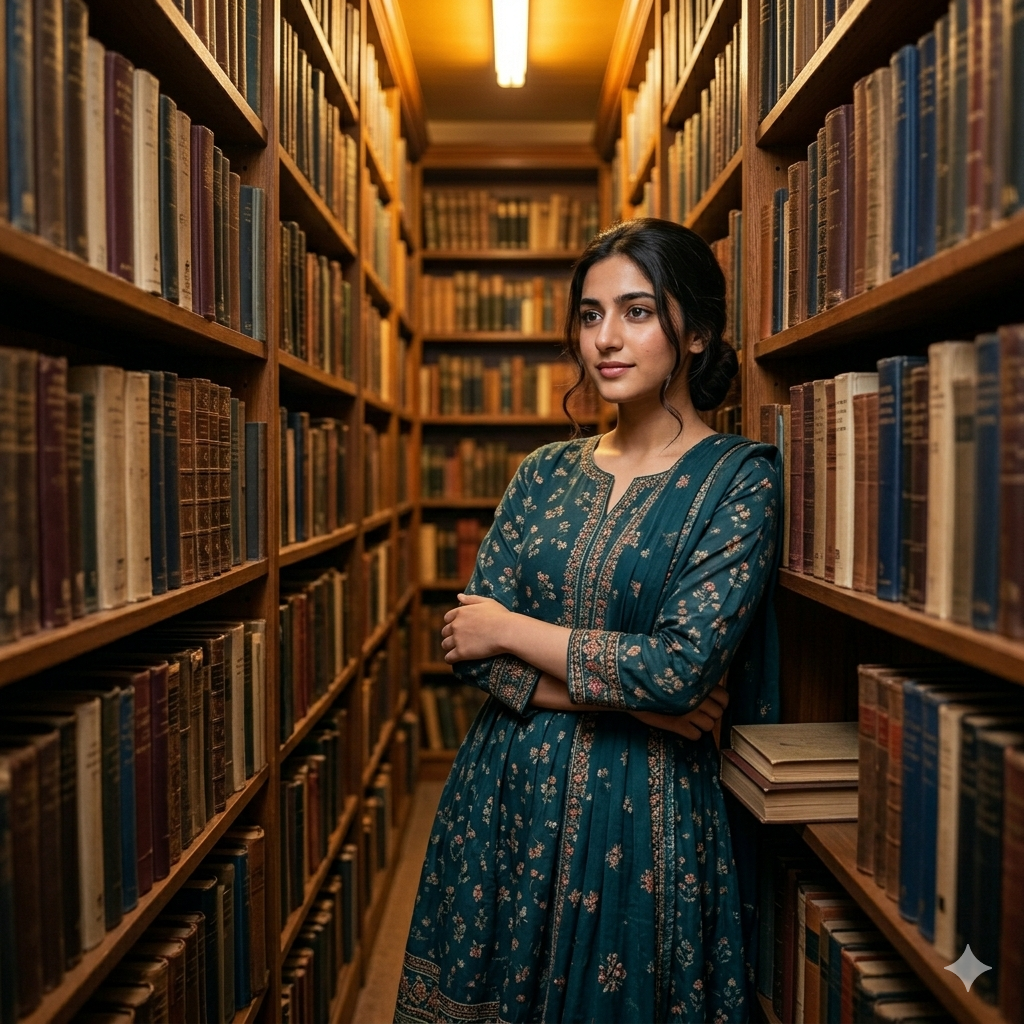 10 Trending Sitting in Library Aesthetic Gemini Prompts for Women