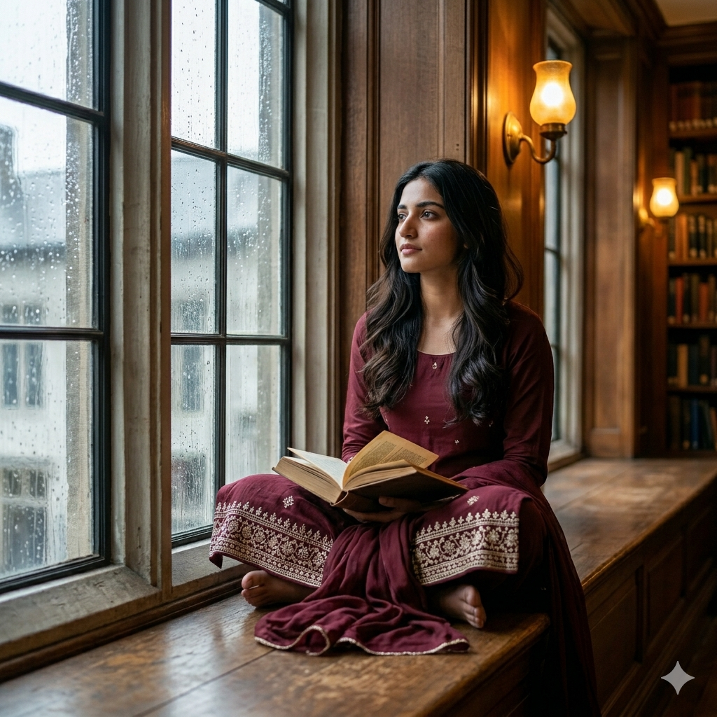 10 Trending Sitting in Library Aesthetic Gemini Prompts for Women