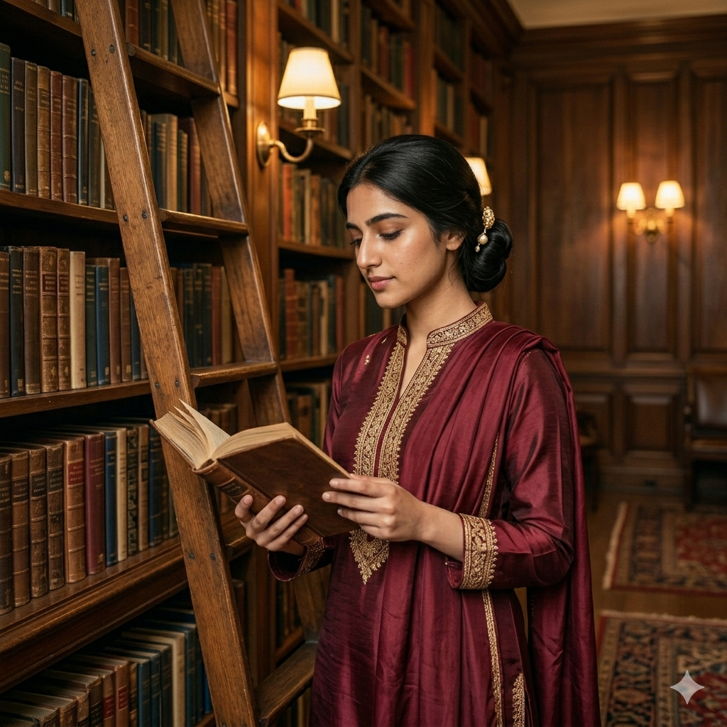 10 Trending Sitting in Library Aesthetic Gemini Prompts for Women