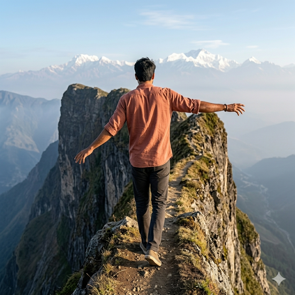10 Mountain Back Pose Travel Gemini Photo Prompts for Men (4K)