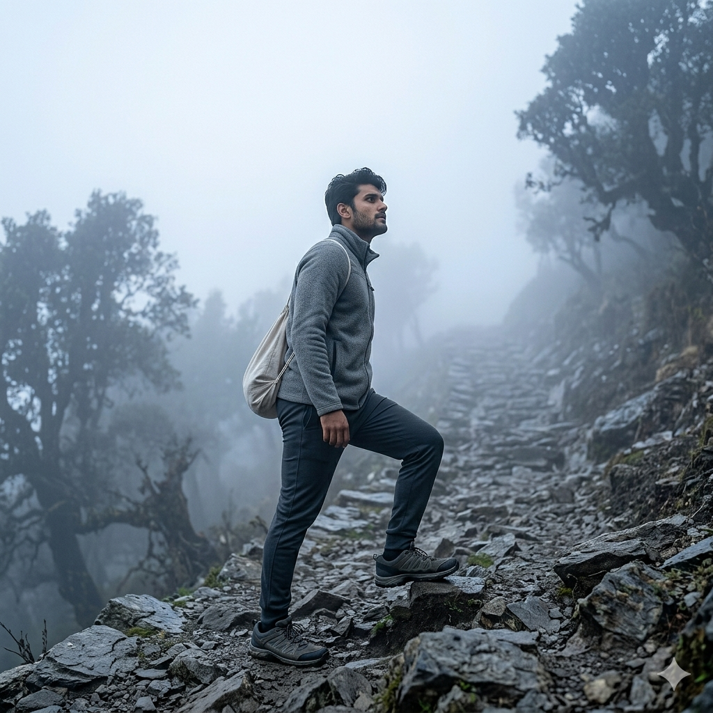 10 Mountain Back Pose Travel Gemini Photo Prompts for Men (4K)